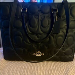 Coach Maggie tote in debossed Maxi signature leather
